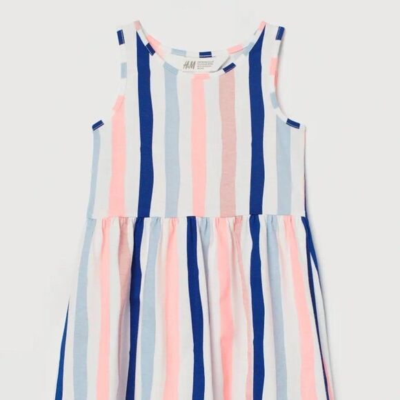 H&m Patterned Jersey Dress White/Striped - Picture 2 of 4